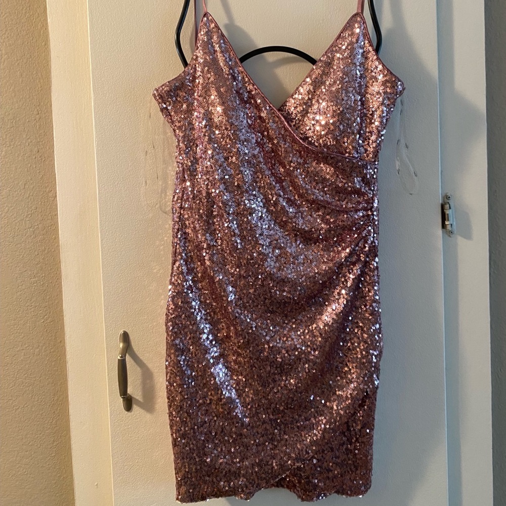 Trixxi Pink Sequin short dress